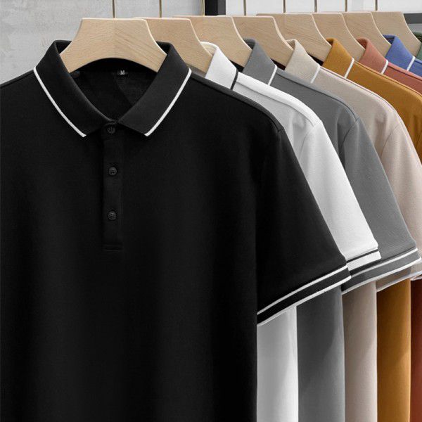 Striped Polo Custom Polo Beaded Cotton Short Sleeve Summer Men's Casual Versatile Slim Fit Paul Top 