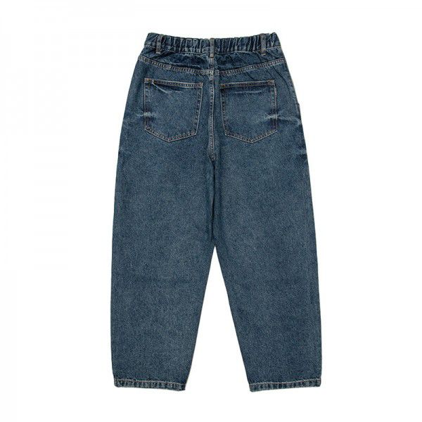 Spring New Solid Color Washed Old Denim Pants Japanese Retro Belt Decorative Casual Pants
