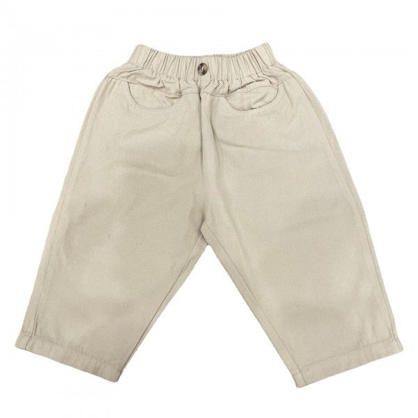 Boys' Japanese Spring and Autumn New Children's Cotton Pants for Children's Pants, Girls' Casual Pants, Solid Color, Fashionable 