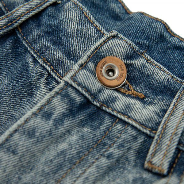 Autumn new light blue high-end denim jeans, Japanese retro basic washed straight leg pants