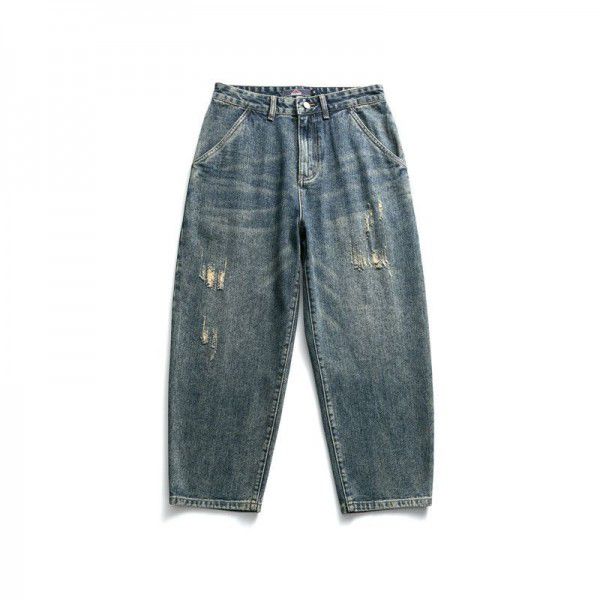 Spring New Jeans Men's Wear and Wear Out Men's Straight leg Pants