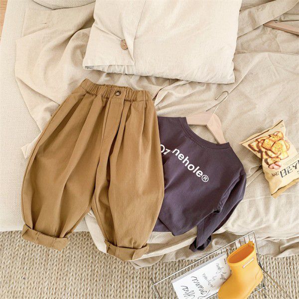 Children's pants Spring style small and medium-sized children's radish pants Trendy and cute, handsome long pants Wide legs 