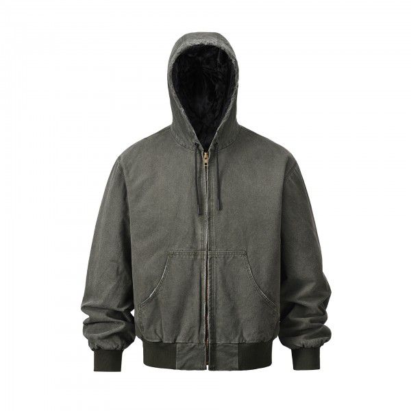 Men's and women's outerwear thickened and cotton washed hooded jacket jacket jacket 