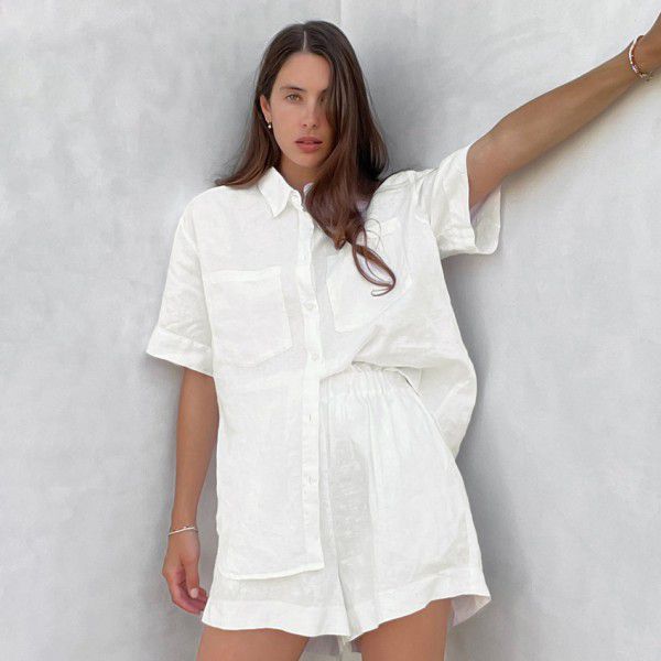 Short sleeved loose fitting shirt and shorts two-piece set, new summer suit for women, simple and fashionable for women
