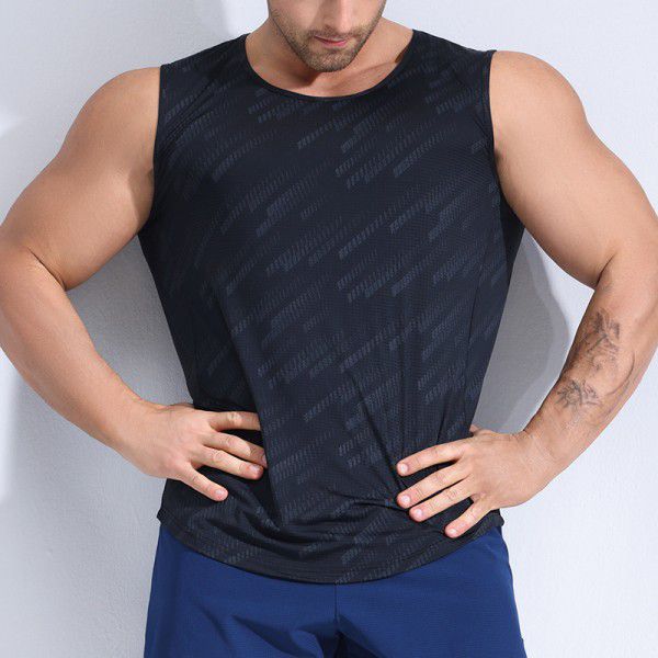 Summer training suit loose sleeveless top running fitness muscle men's quick drying sports vest