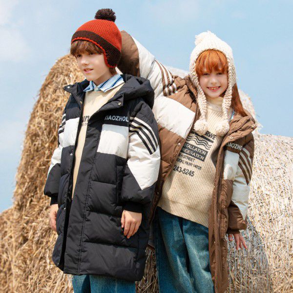 Children's down jacket for girls, medium to long children's clothing for boys, medium to large children, thickened western-style winter coat