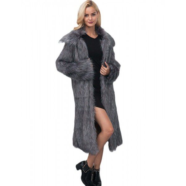 Winter women's oversized artificial fur coat, long slim fit, thickened warm coat, coat