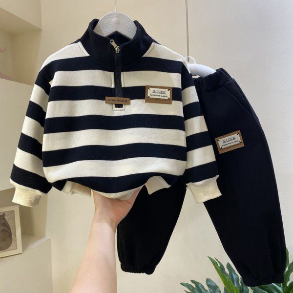 Boys' Autumn Suit Boys' Spring and Autumn Season Handsome Clothes Children's Baby Casual Two Piece Set