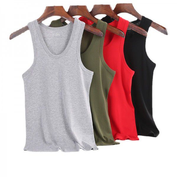 New Men's Tank Top, Pure Cotton Slim Fit Sports Bottom, Youth Breathable Elastic Underwear, Casual
