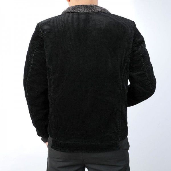 Corduroy cotton jacket, loose oversized cotton jacket, middle-aged and elderly casual warm cotton jacket