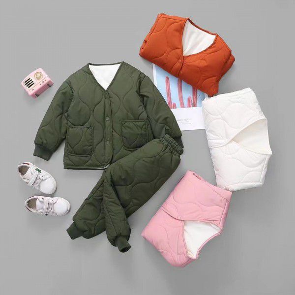 Children's clothing, children's down cotton jacket set, two-piece set, boys and girls, baby inner liner, children's cotton pants