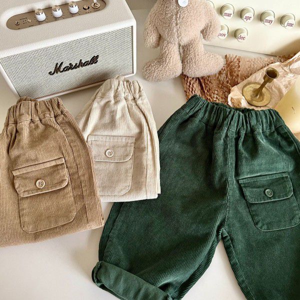 Children's Corduroy Pants Spring and Autumn New Baby Casual Pants Outwear Boys' Pants 