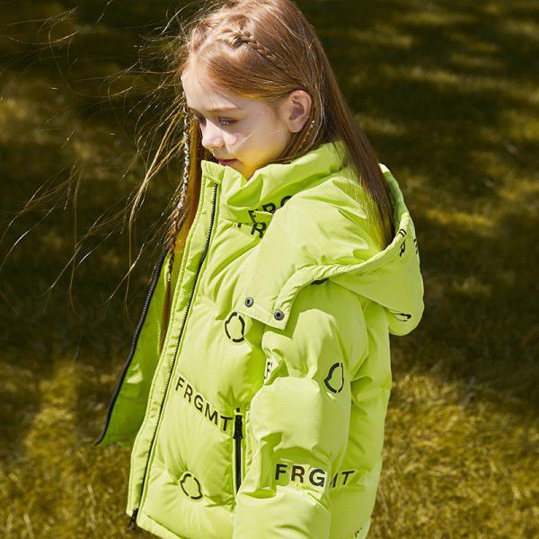 Children's down jacket, girl's medium length, medium to large children's bright and thickened winter coat