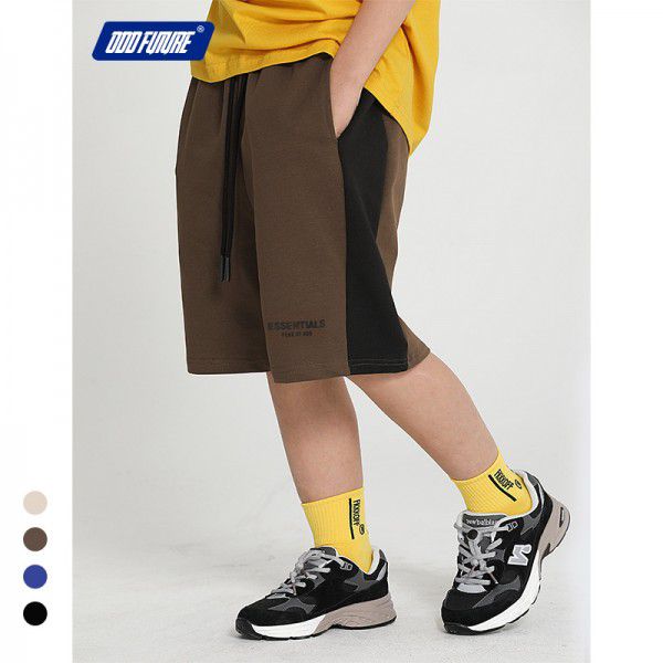 Children's three-dimensional new double thread cotton sports pants Boys' five-point pants Street trend 