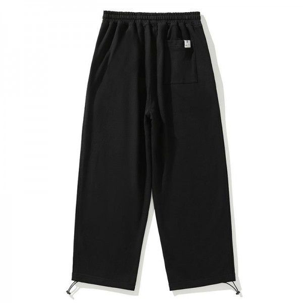Autumn New Solid Color Jiming Line Decorative Loose Pants Japanese Retro Straight Leg Casual Pants for Men