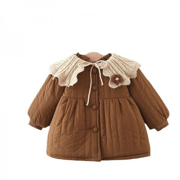 Children's cotton jacket, girls' winter clothing, western-style plush cotton jacket, girls' thick coat, children's outerwear 