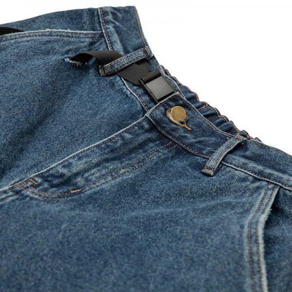 Spring New Solid Color Washed Old Denim Pants Japanese Retro Belt Decorative Casual Pants