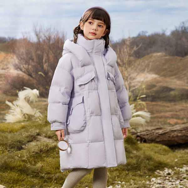 Children's down jacket, girl's medium length winter girl's medium to large children's clothing, thickened jacket