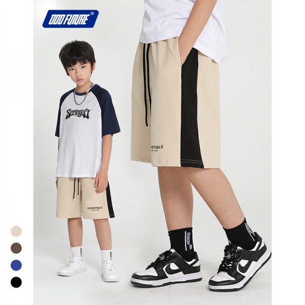 Children's three-dimensional new double thread cotton sports pants Boys' five-point pants Street trend 