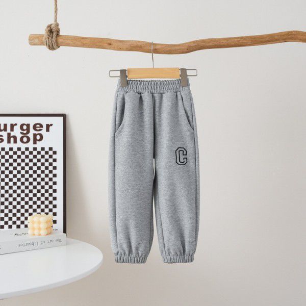 Spring and Autumn Children's Sports Pants: Big boys wearing cotton sanitary pants with pockets, girls' leggings, boys' casual pants, children's pants 