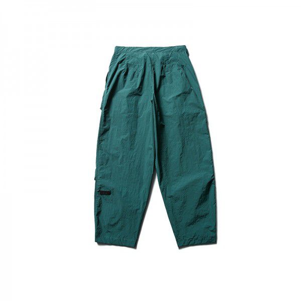Autumn new drawstring straight leg pants with Japanese retro functional design, pleated paratrooper pants for men