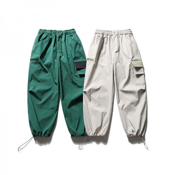 Winter New Outdoor Functional Pants Japanese Retro Pocket Decoration Men's Feet Tie Casual Pants