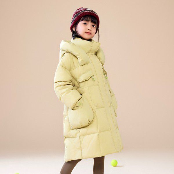 Children's down jacket, girl's medium length winter girl's medium to large children's clothing, thickened jacket