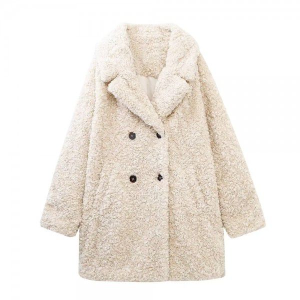 Winter new women's urban casual loose fitting imitation lamb fur coat jacket